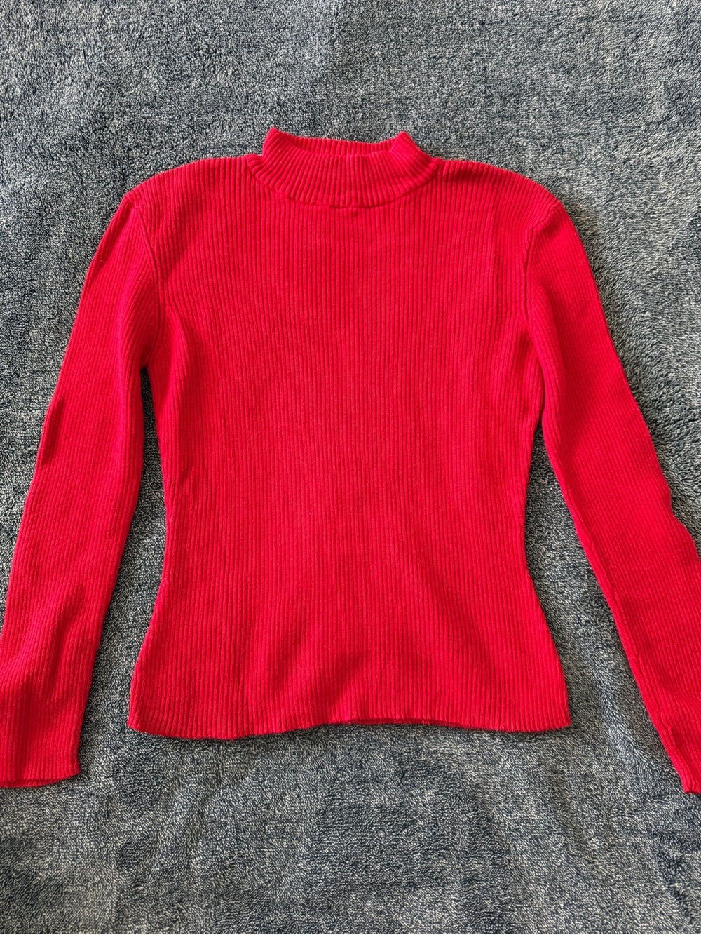 Ribbed Mock Neck Sweater - Bright Red